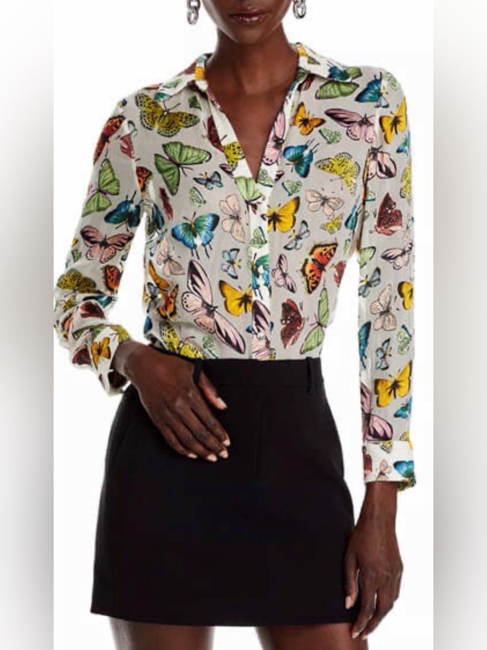 Alice + Olivia Eloise Butterfly Print Button-Up Shirt